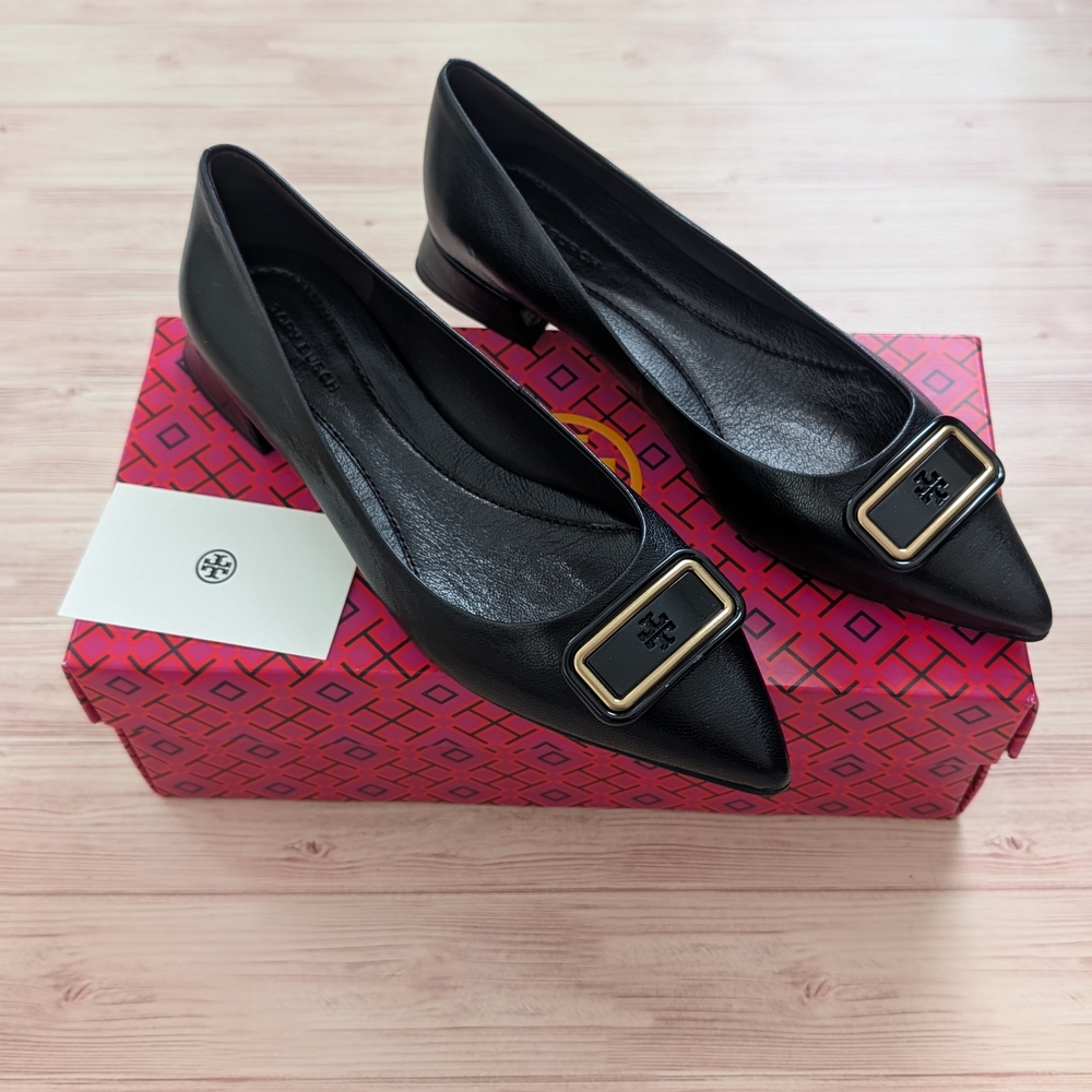 🆕 Tory Burch Georgia Pointer Toe Flat 20mm in Perfect Black
